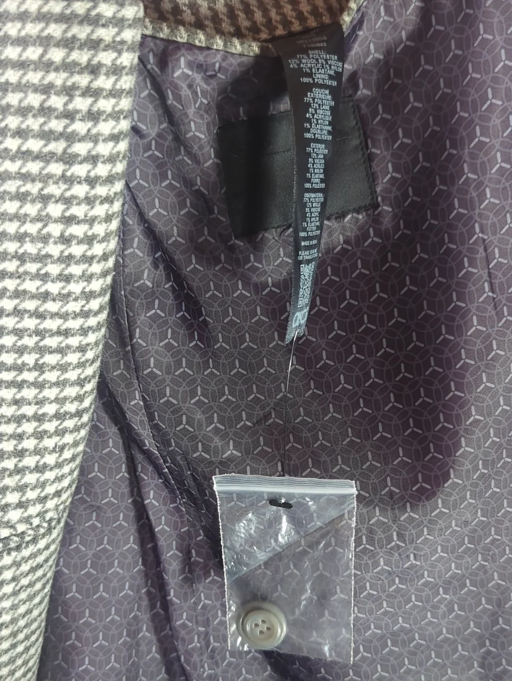 ASOS Mens Grey Houndstooth Wool Blend Slim Fit 3 Piece Suit